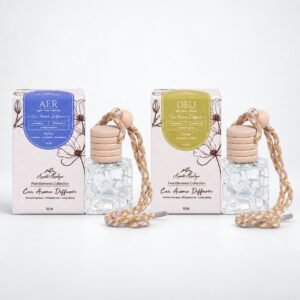 AER and DEU car perfume diffuser duo, each with its box – Air and Water elements