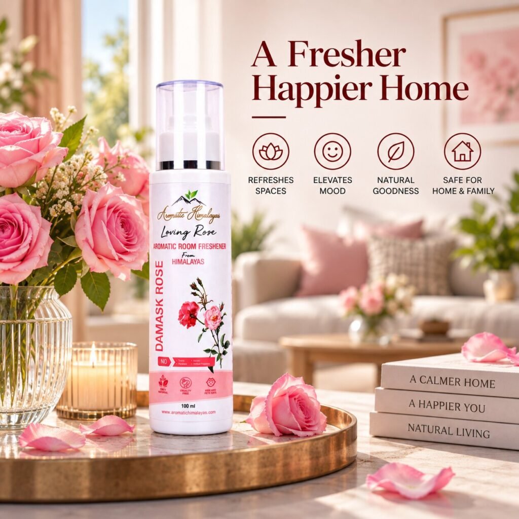 Loving Rose air freshener in a living room with roses