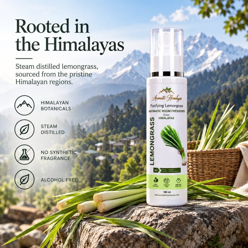 Purifying Lemongrass: steam distilled Himalayan botanicals, alcohol free